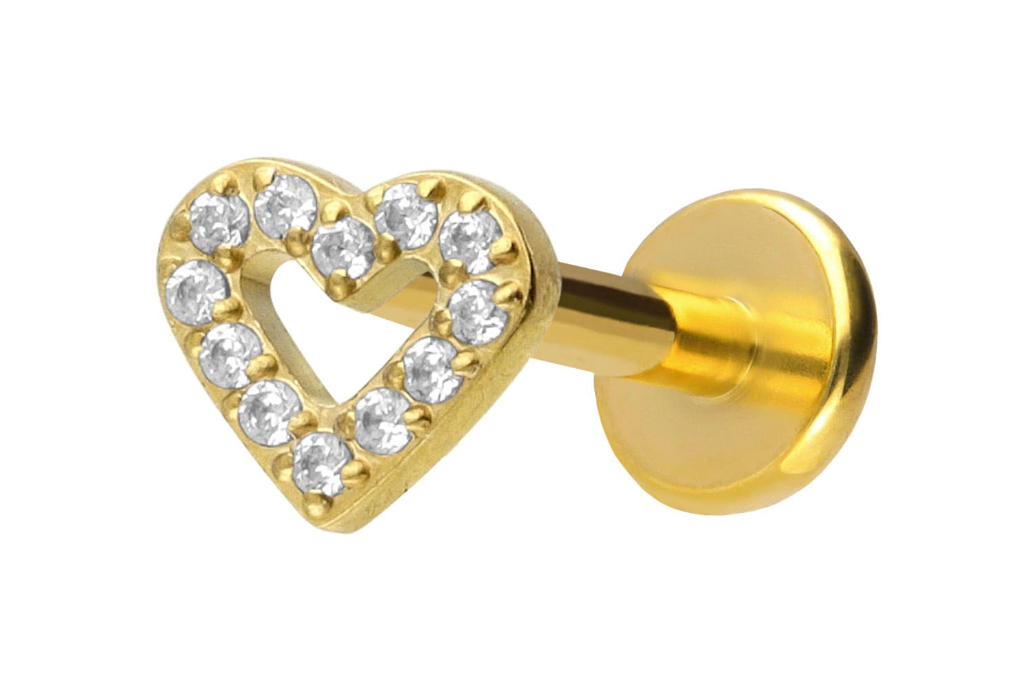 Titan Labret Piercing mit Push Fit KRISTALLHERZ